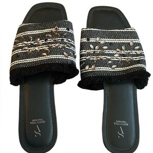 Sam Edelman Black and White Embellished Sandals